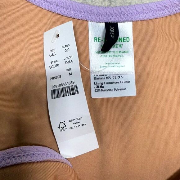J.Crew Textured Curved Waist Cheeky Bikini Bottom Light Purple Ladies Size M NEW - Picture 2 of 9